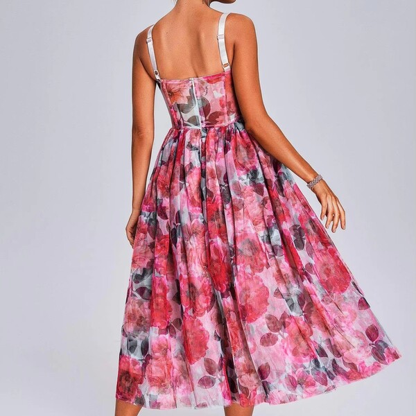 Floral Chiffon Midi Dress