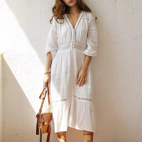 Womens Hollow Out Beach Dress