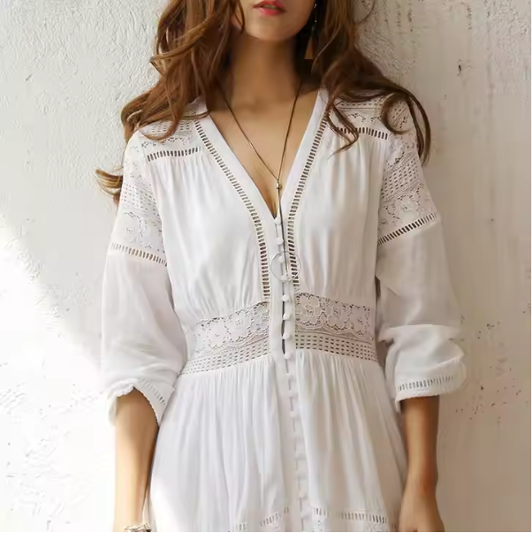 Womens Hollow Out Beach Dress
