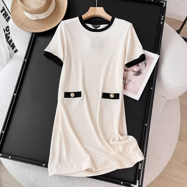 Vintage Round Neck Short Sleeve Womens Dresses