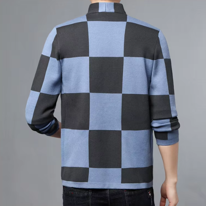Wholesale 3 Pcs of Mens Autumn Plaid Pattern Knitted Cardigan