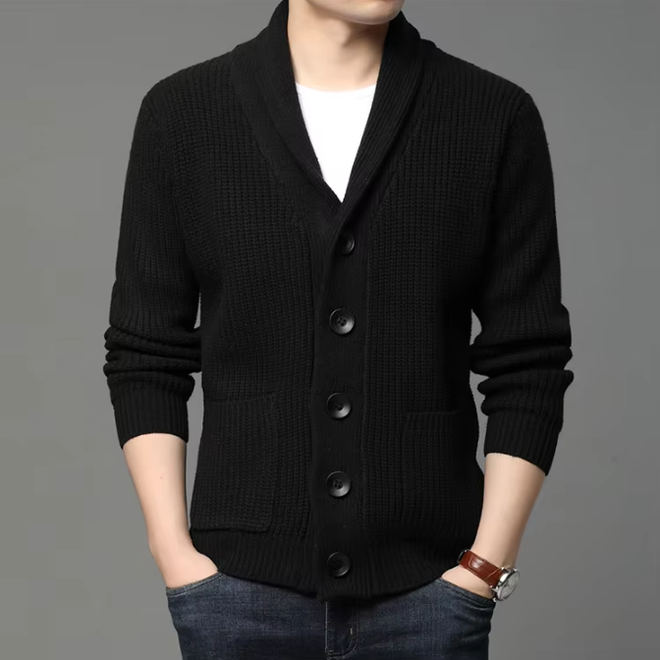 Mens Tuwn Down V Neck Collar Cardigan With Pockects