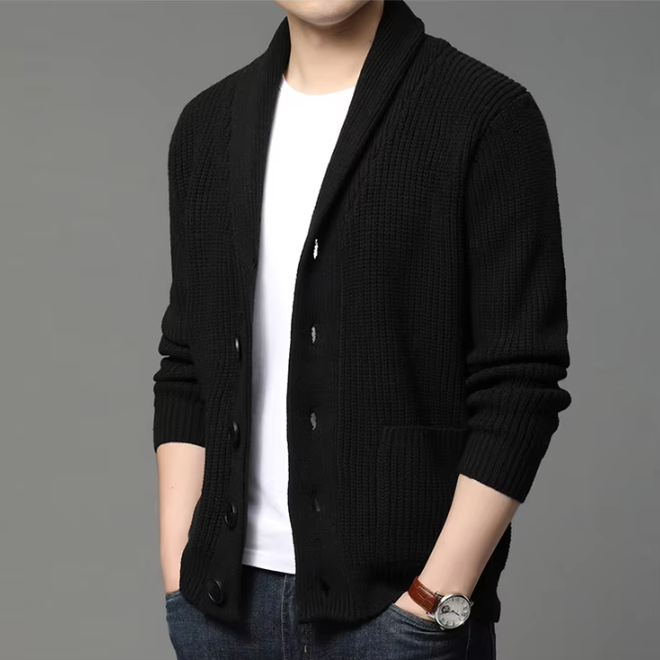 Mens Tuwn Down V Neck Collar Cardigan With Pockects