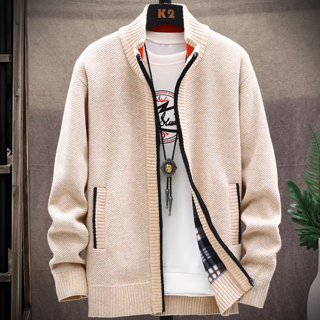 Thick Casual Stand Collar Fashionable Zipper Cardigan