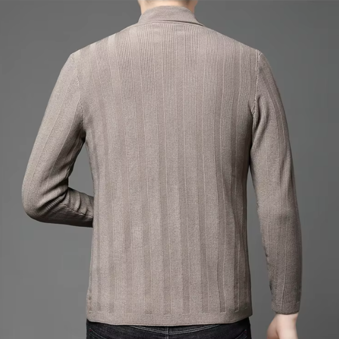 Mens Striped Pattern Smooth Cardigan