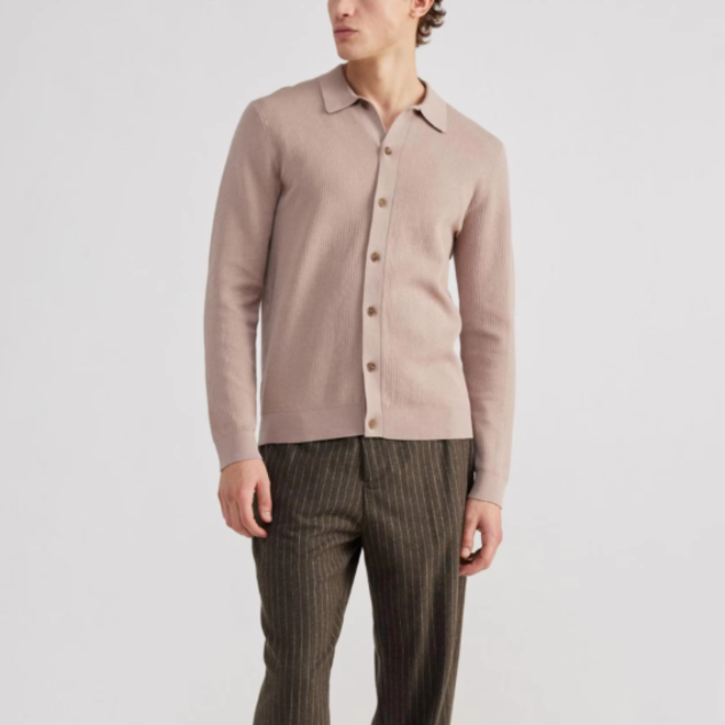 Mens Polo Neck Wool Blend Cardigan