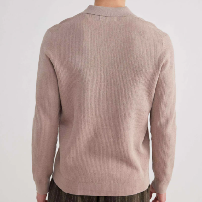 Mens Polo Neck Wool Blend Cardigan