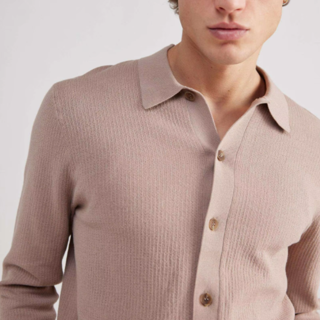 Mens Polo Neck Wool Blend Cardigan