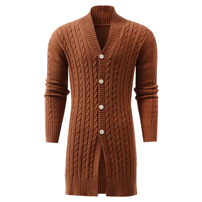Mens Casual V Neck Autumn Long Cardigan with Buttons