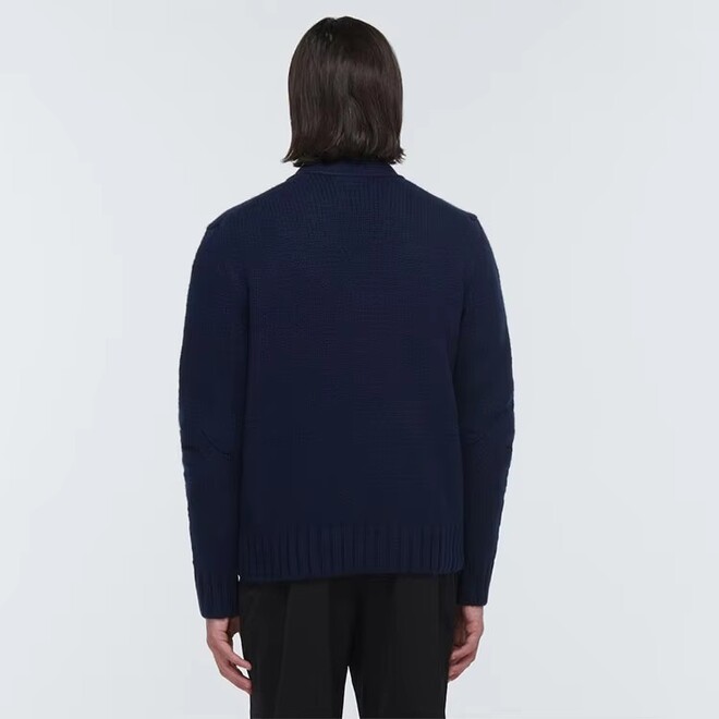 Autumn Black V Neck Long Sleeve Wool Knit Men Cardigan