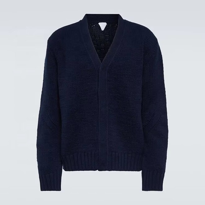 Autumn Black V Neck Long Sleeve Wool Knit Men Cardigan
