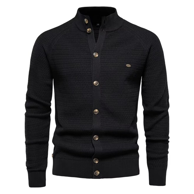 Mens Long Sleeved Single Breasted Buckle Knitted Cardigan