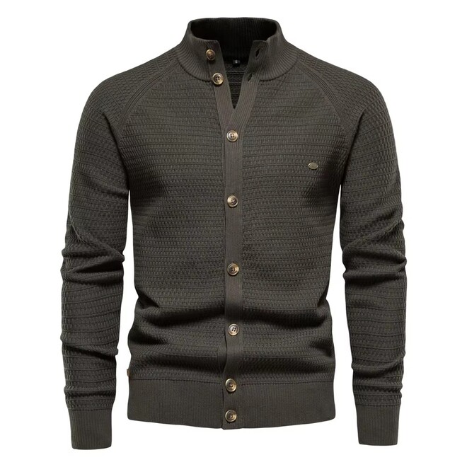 Mens Long Sleeved Single Breasted Buckle Knitted Cardigan