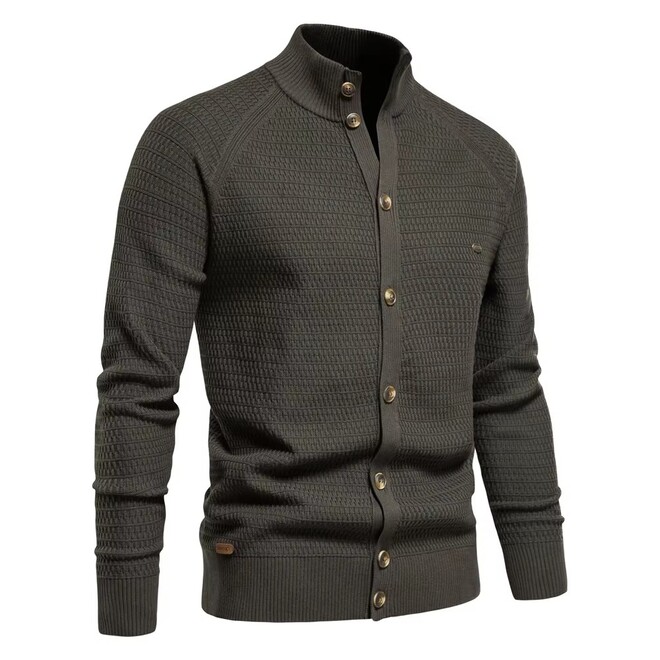 Mens Long Sleeved Single Breasted Buckle Knitted Cardigan