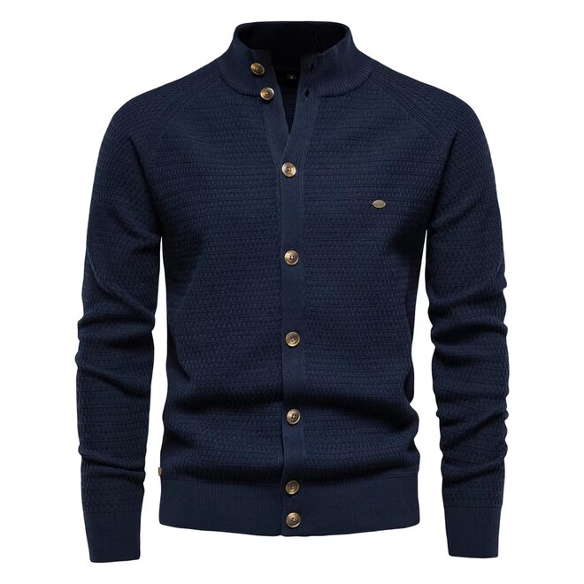 Mens Long Sleeved Single Breasted Buckle Knitted Cardigan