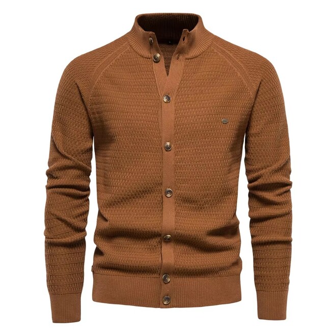 Mens Long Sleeved Single Breasted Buckle Knitted Cardigan