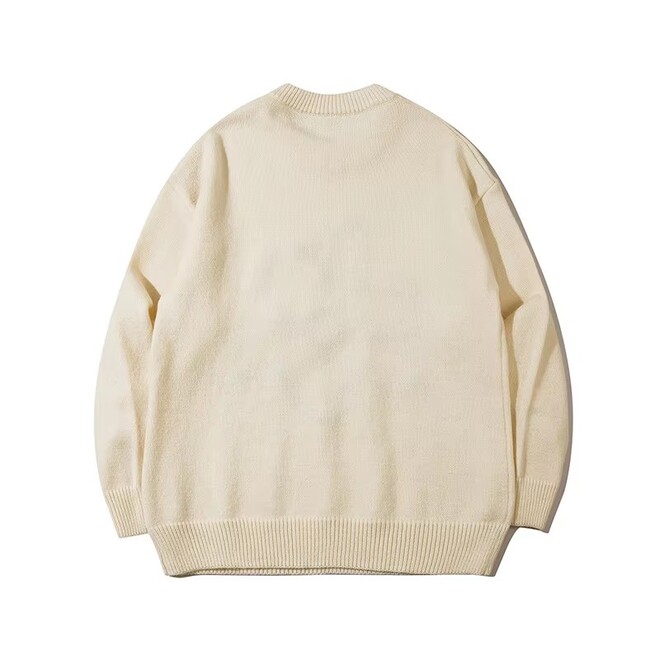Mens Embroidered Floral Autumn Loose Knitted Sweater