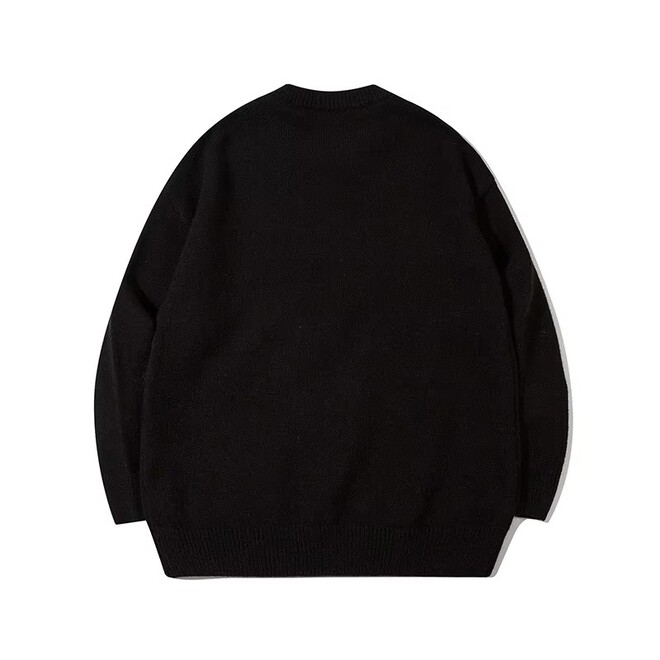 Mens Embroidered Floral Autumn Loose Knitted Sweater