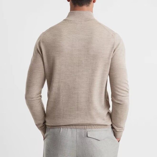 Wholesale 2 Pcs of Autumn Merino Wool Half Zip Funnel Neck Jumper Old Money Style Polo Sweater