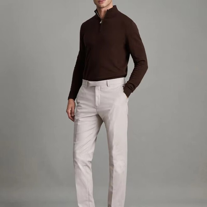 Wholesale 2 Pcs of Autumn Merino Wool Half Zip Funnel Neck Jumper Old Money Style Polo Sweater
