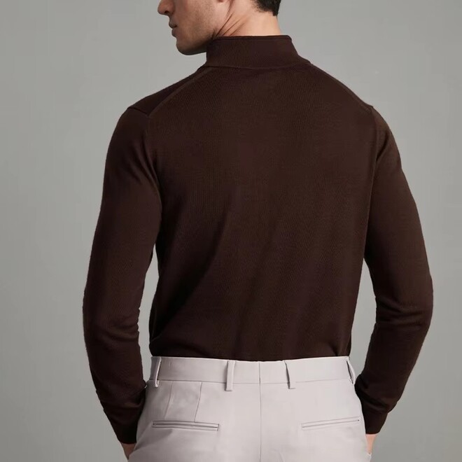 Wholesale 2 Pcs of Autumn Merino Wool Half Zip Funnel Neck Jumper Old Money Style Polo Sweater