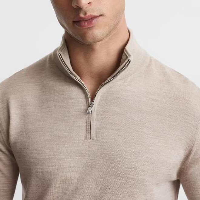 Wholesale 2 Pcs of Autumn Merino Wool Half Zip Funnel Neck Jumper Old Money Style Polo Sweater