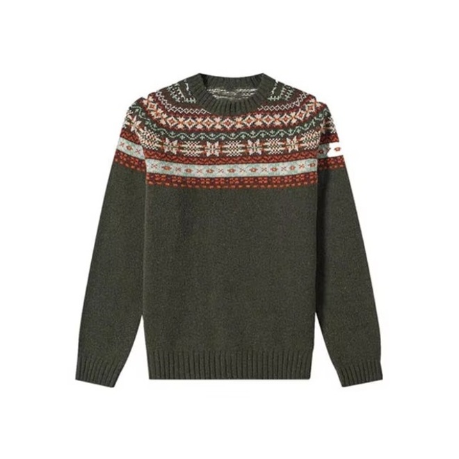 Jacquard Cotton Wool Mens Crewneck Sweaters