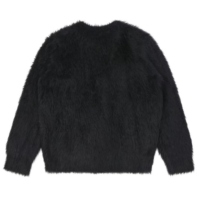 Men Long Sleeve Crew Neck Fuzzy Knitted Mohair Sweater