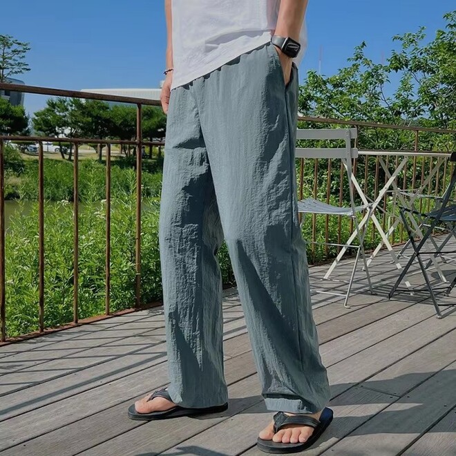 Nylon Breathable Loose Straight Drawstring Casual Sweatpants