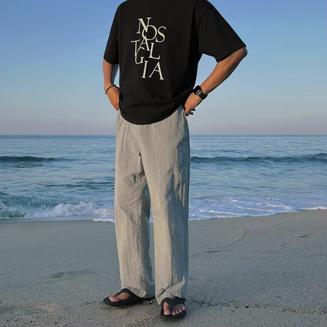 Nylon Breathable Loose Straight Drawstring Casual Sweatpants