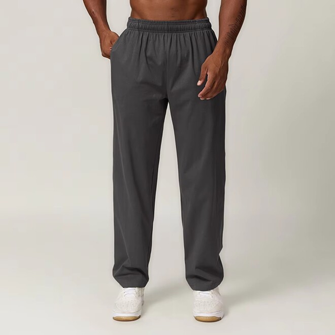 Straight Leg Loose Fit Cotton Joggers Mid Waist Sweatpants