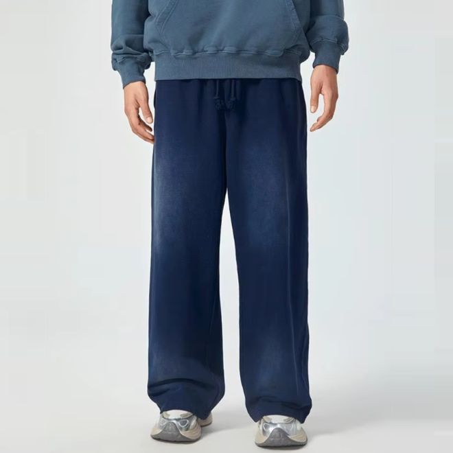 Mens Straight Washed Cotton Sweatpants
