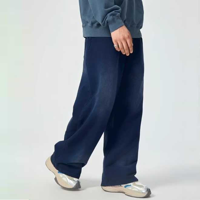 Mens Straight Washed Cotton Sweatpants