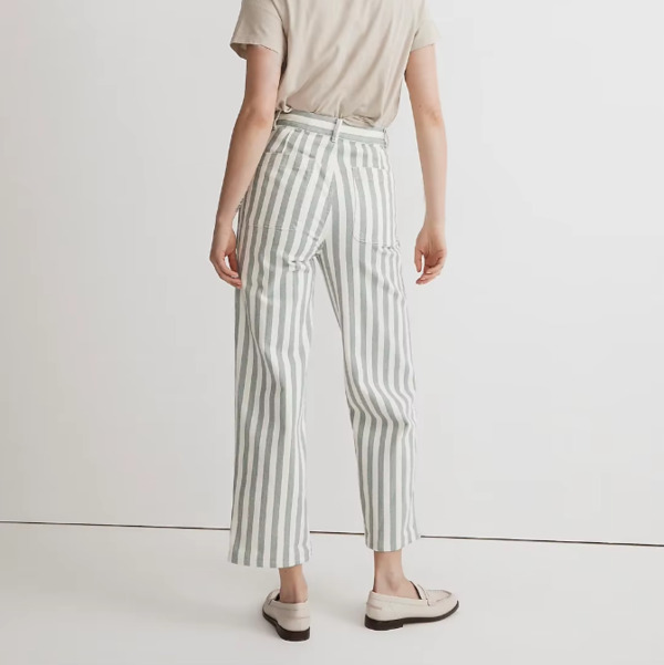 Fashion Striped Cotton Womens Pants