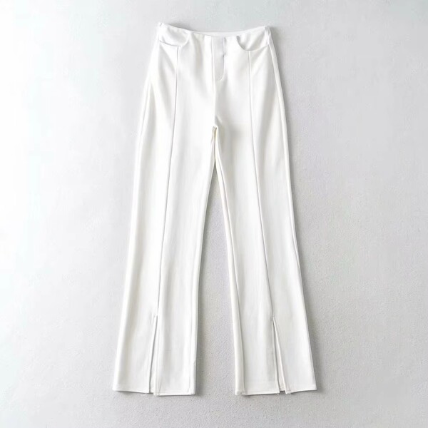 Fashion Solid Color Split Casual Straight Leg Pants