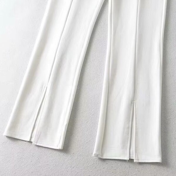 Fashion Solid Color Split Casual Straight Leg Pants