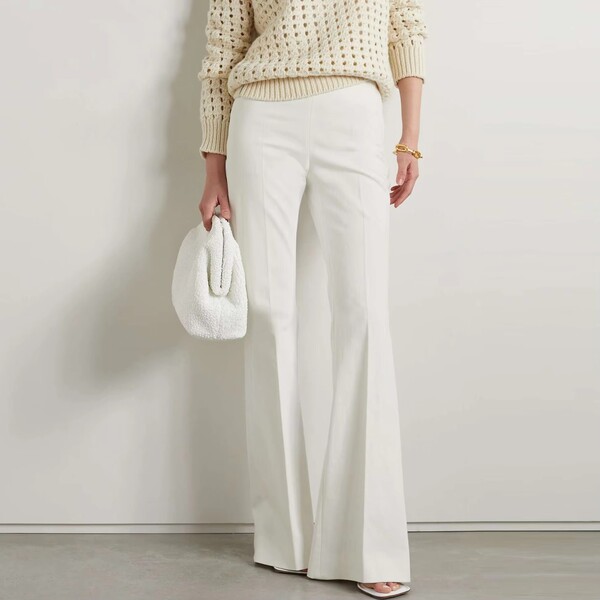 Womens White High Waisted Flared Pants