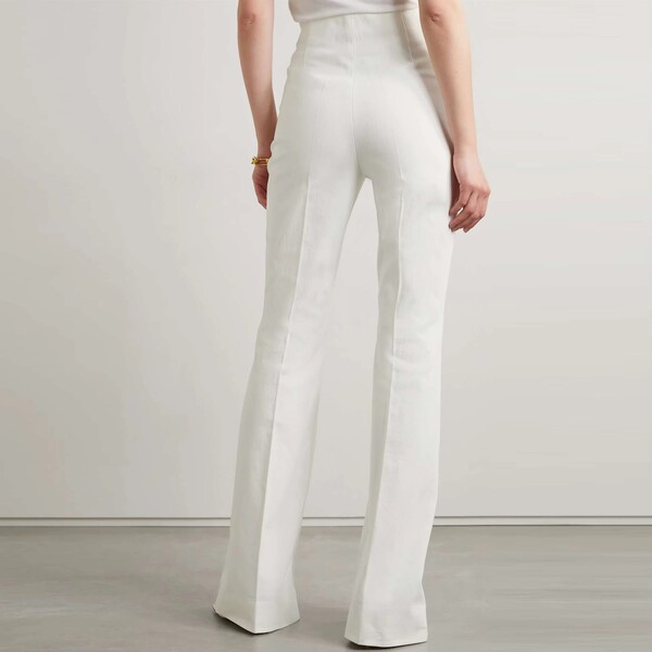 Womens White High Waisted Flared Pants
